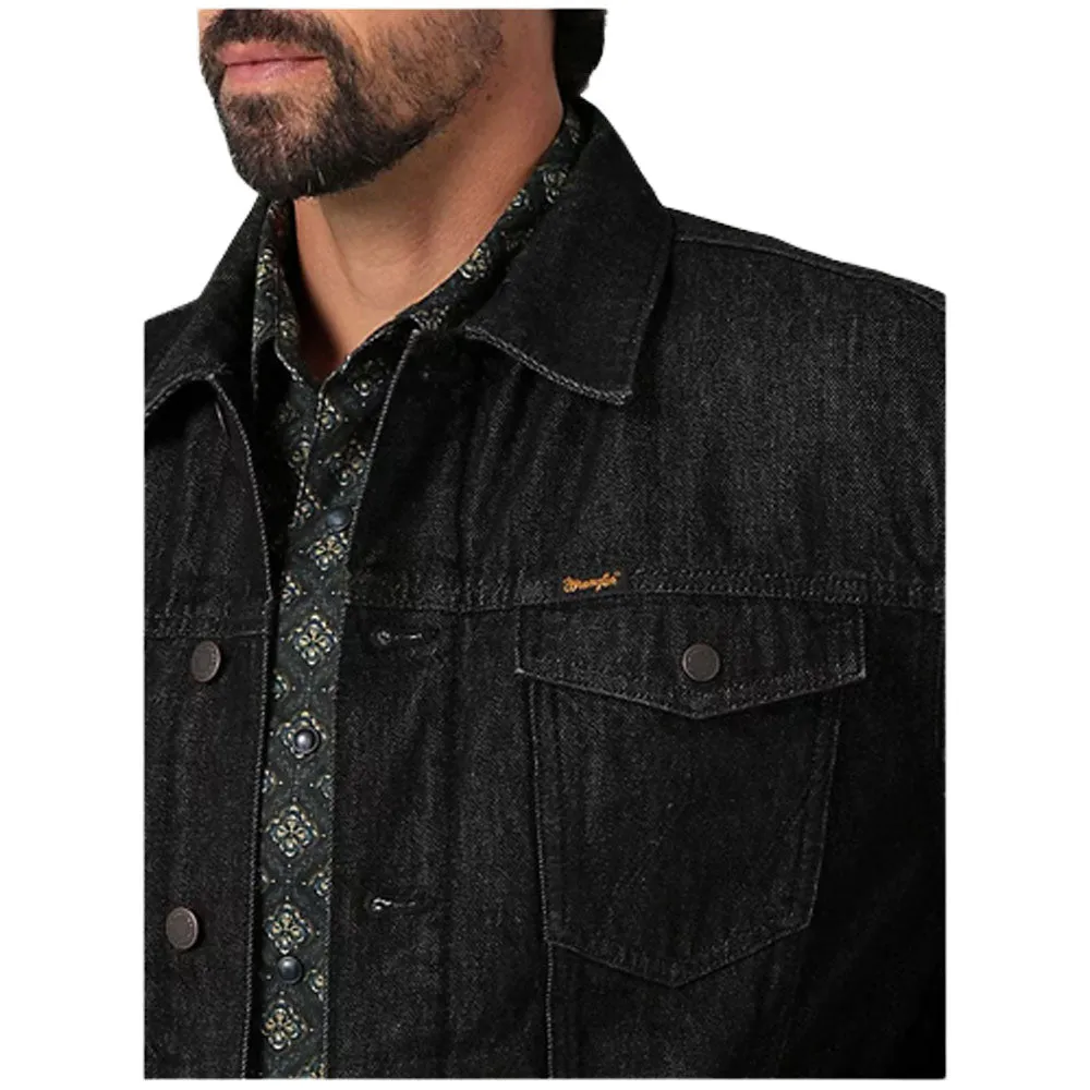 112335726 Wrangler Men's Retro Sherpa Lined Denim Jean Jacket - Black Obelisk