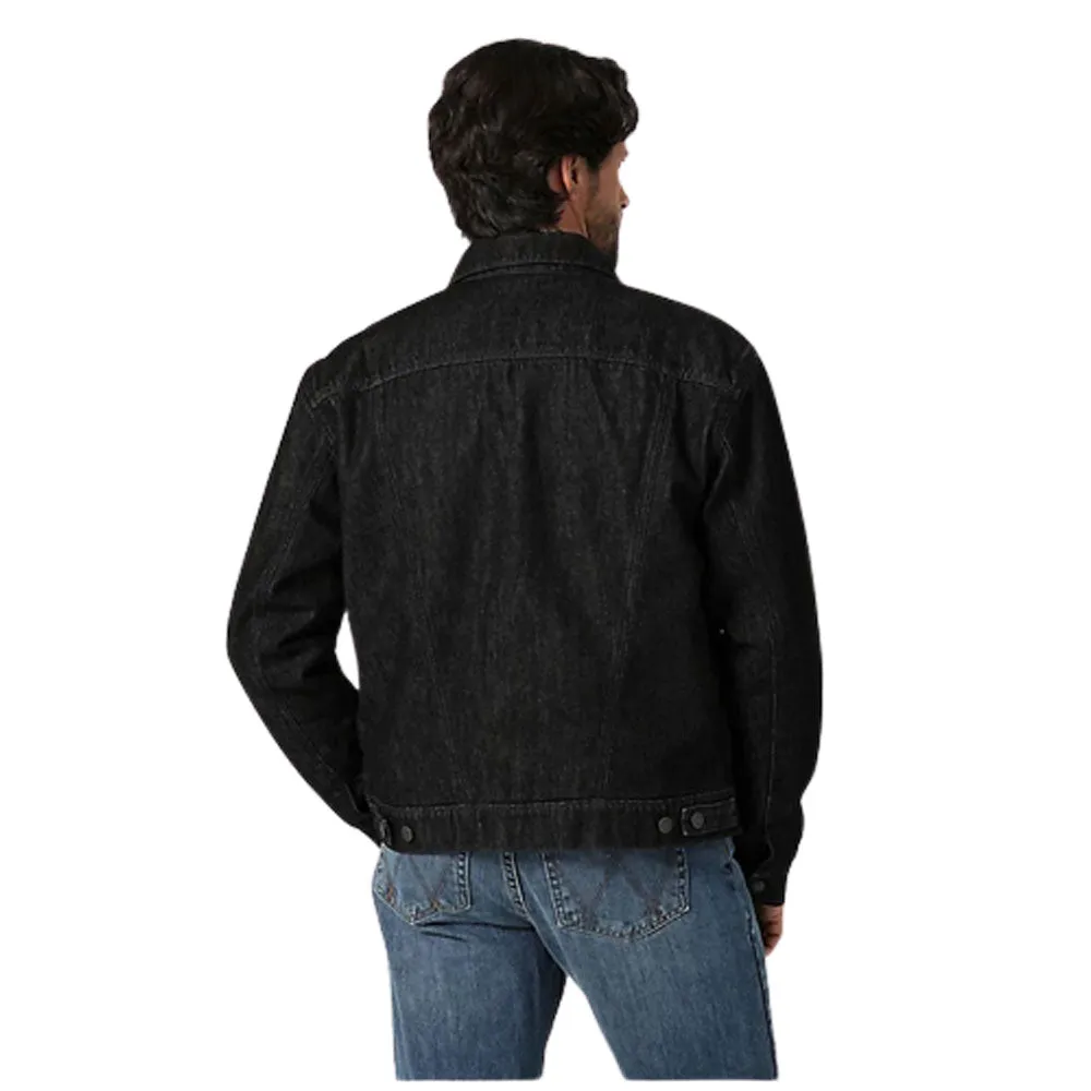 112335726 Wrangler Men's Retro Sherpa Lined Denim Jean Jacket - Black Obelisk