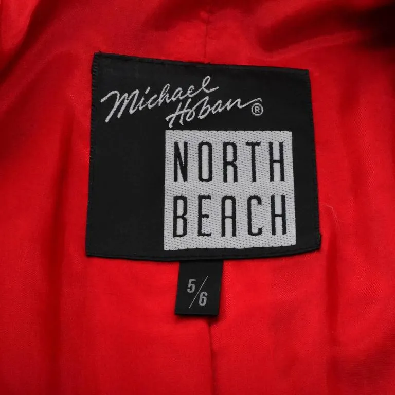 1980's Michael Hoban North Beach Red Leather Vintage Jacket Tuxedo Style