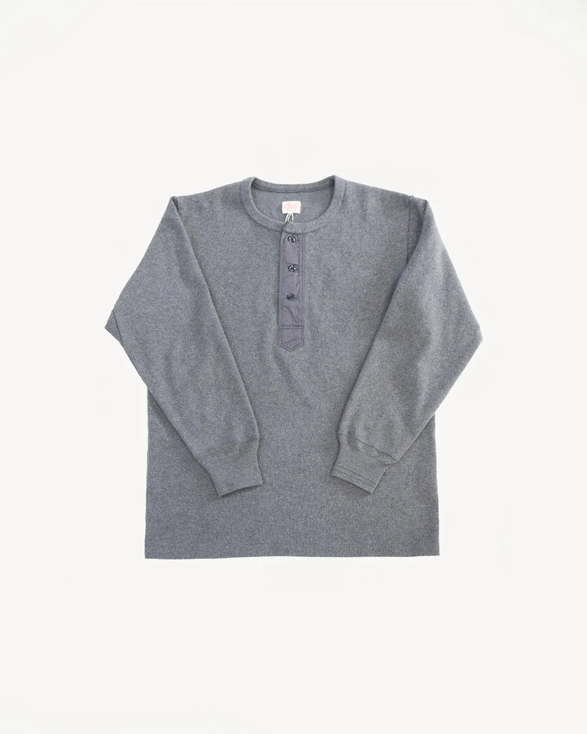 5502H - Cotton Rib Henley Neck L/S Shirt - Charcoal Black