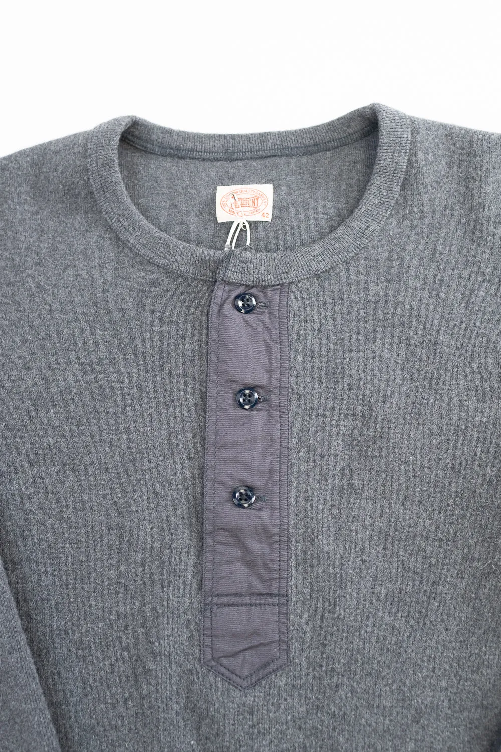 5502H - Cotton Rib Henley Neck L/S Shirt - Charcoal Black