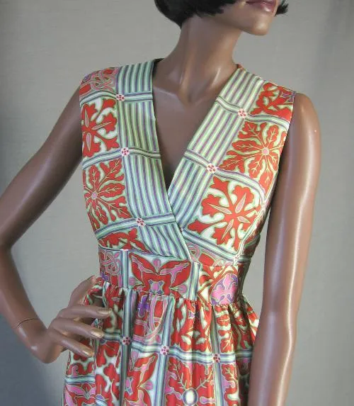 60s Mini Dress Vintage Pucci-Inspired Print 70s Sundress Baby Doll  M/L VFG