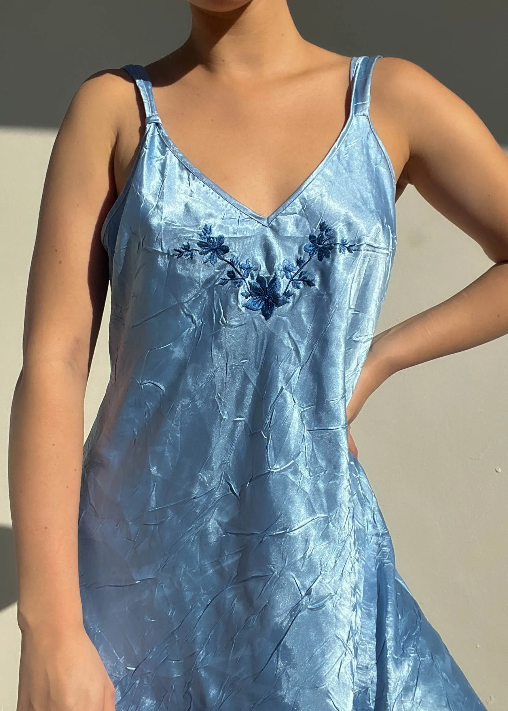 90’s Blue Silky Slip (M)