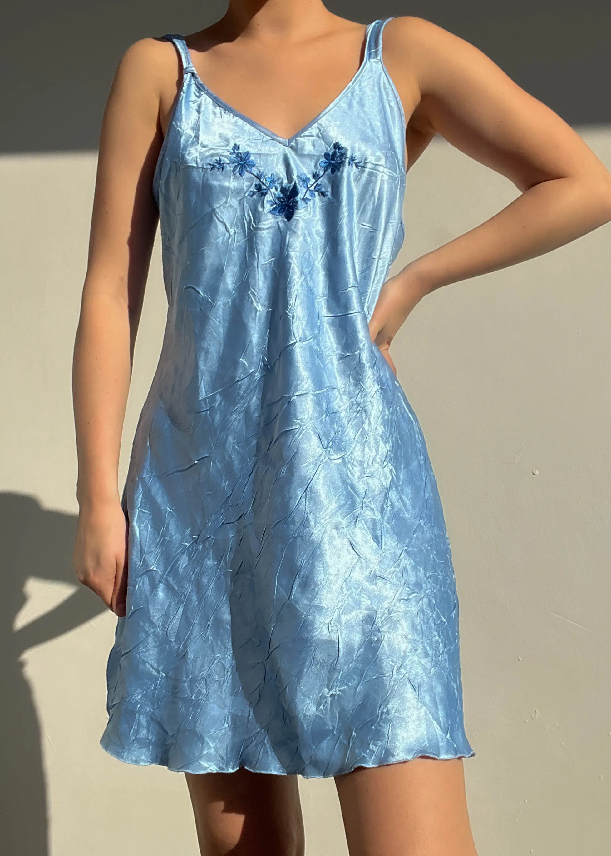 90’s Blue Silky Slip (M)