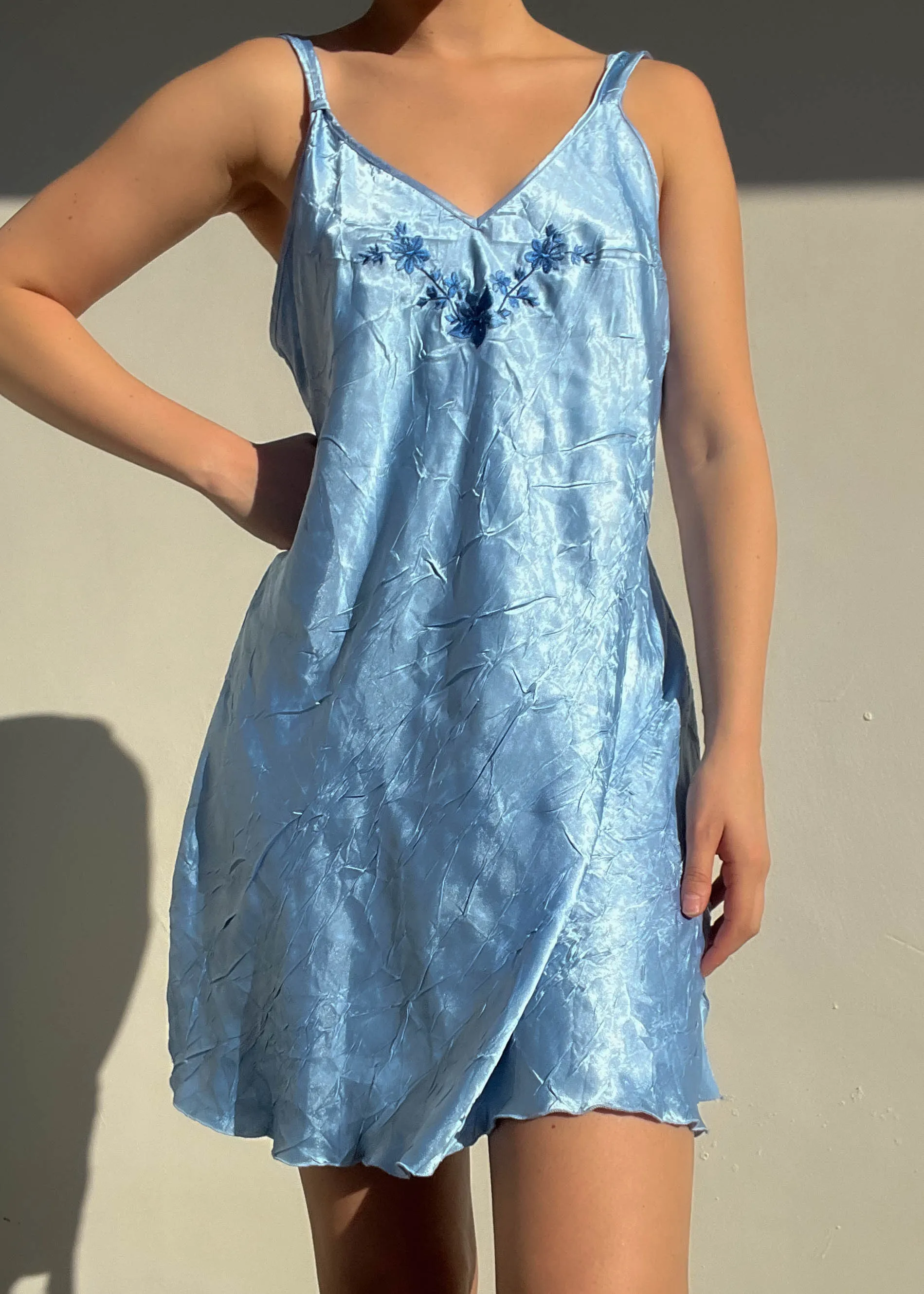 90’s Blue Silky Slip (M)