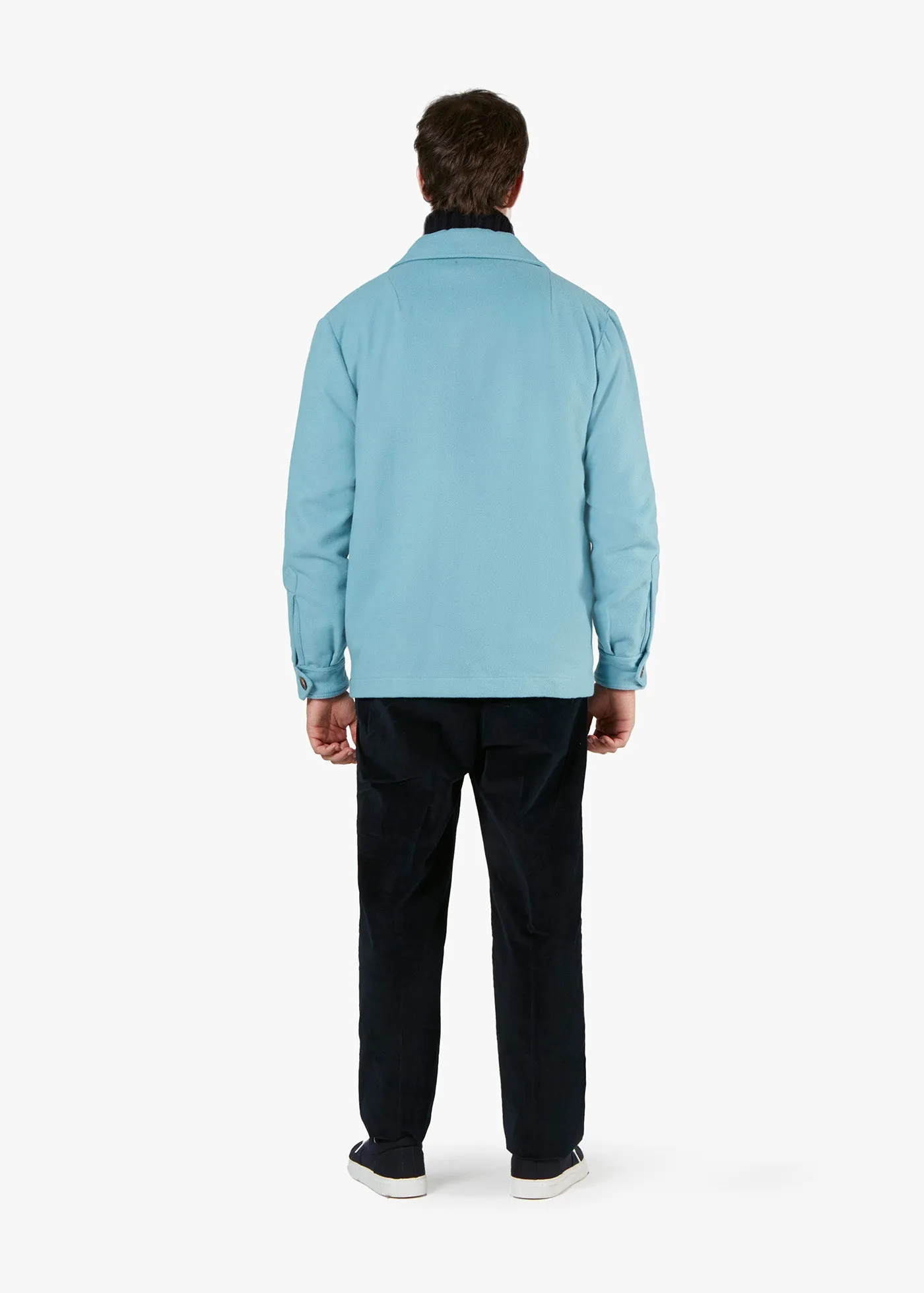 AAMENOFI LIGHT BLUE COTTON JACKET WITH FRONTAL POCKETS