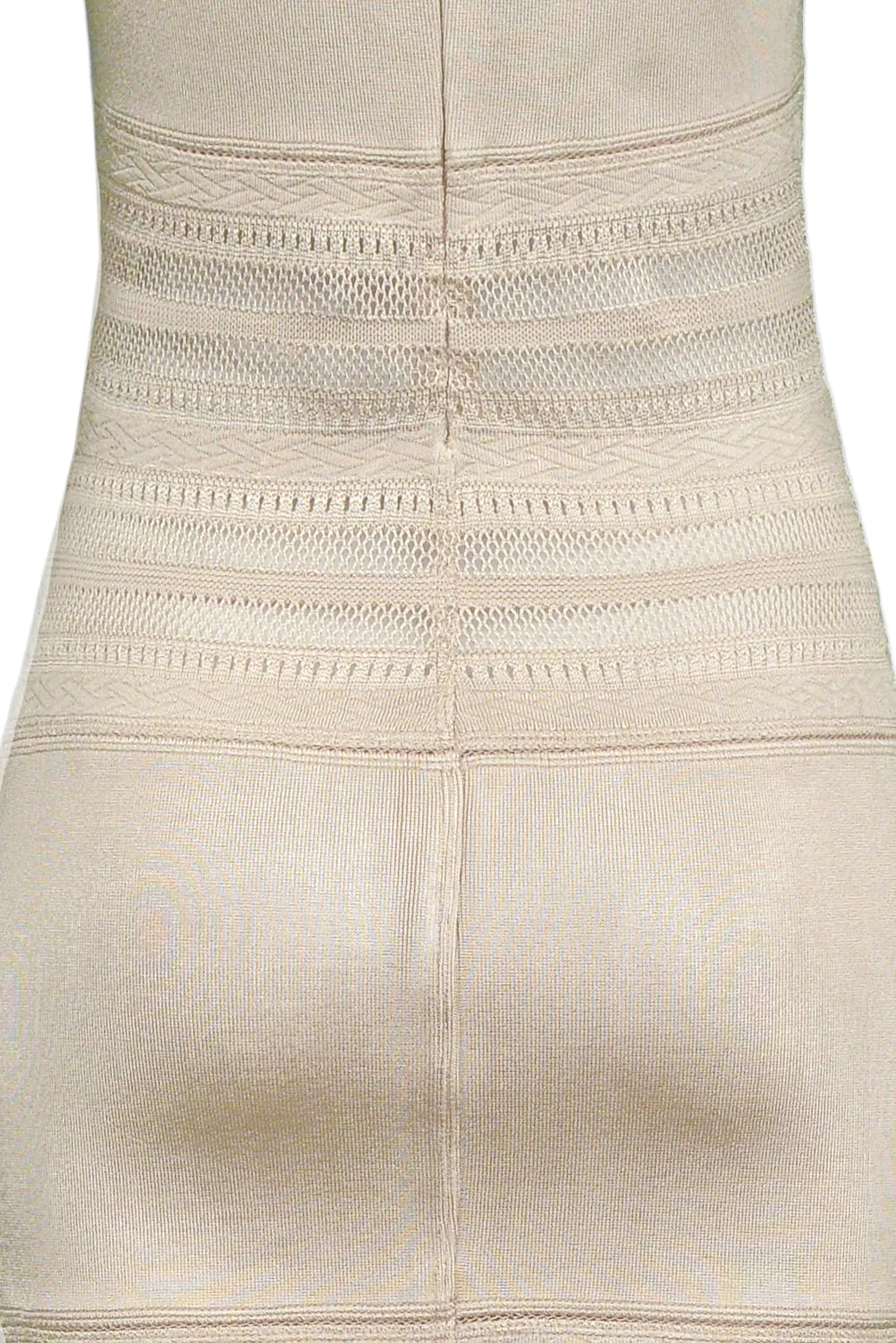 ALAIA BEIGE LACE BODYCON DRESS