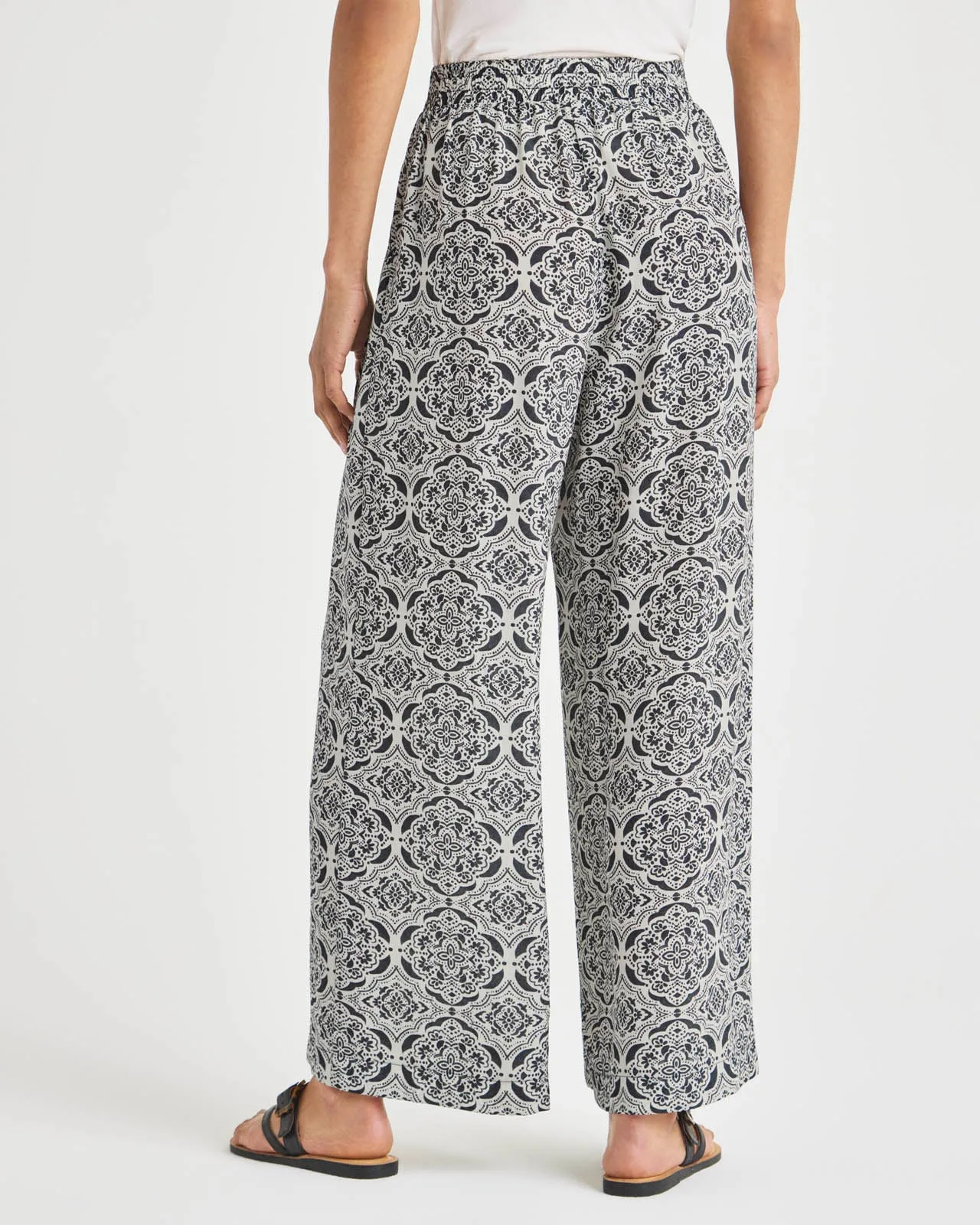 Alessandra Duomo Print Silk Wide Leg Pant