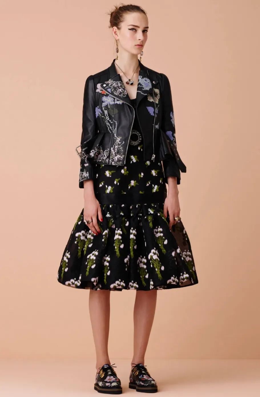 Alexander McQueen 2016 Resort Floral Reverse-Print Bustier Dress