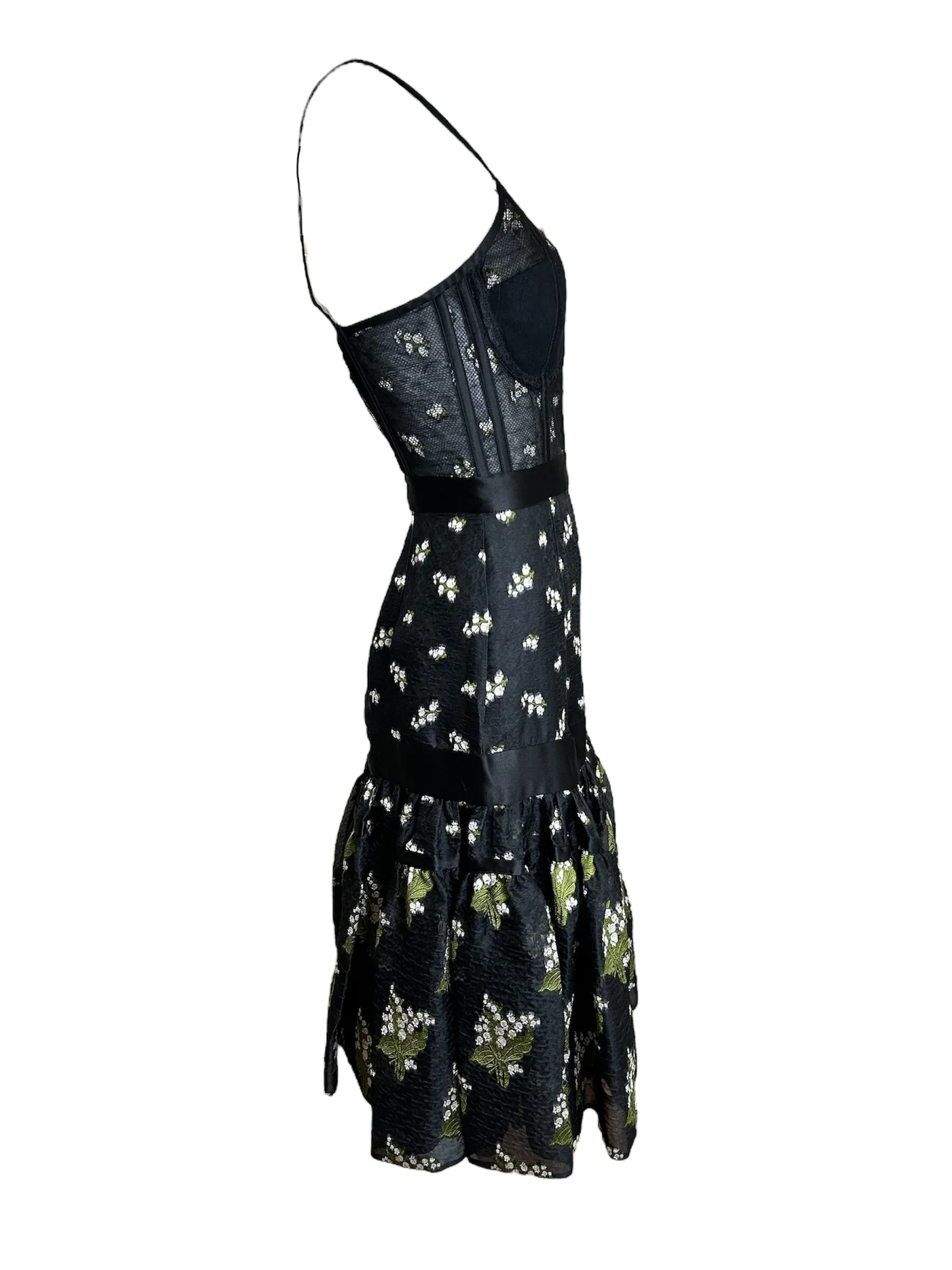 Alexander McQueen 2016 Resort Floral Reverse-Print Bustier Dress