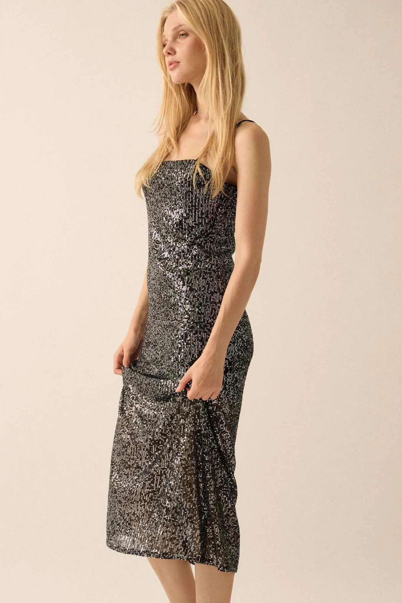 All That Glitters Sequin Midi Slip Dress