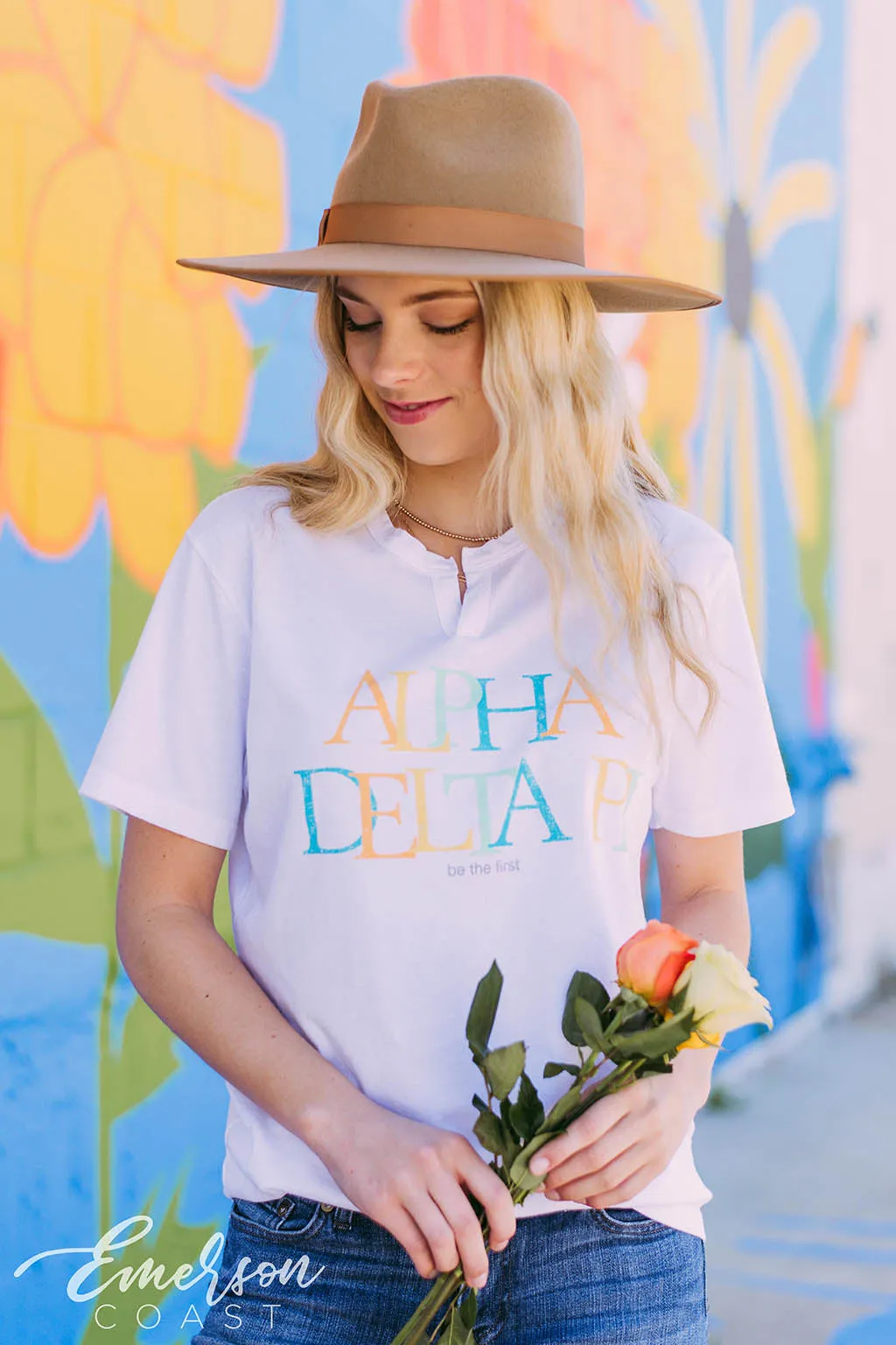 Alpha Delta Pi Colorful PR Notch Tee