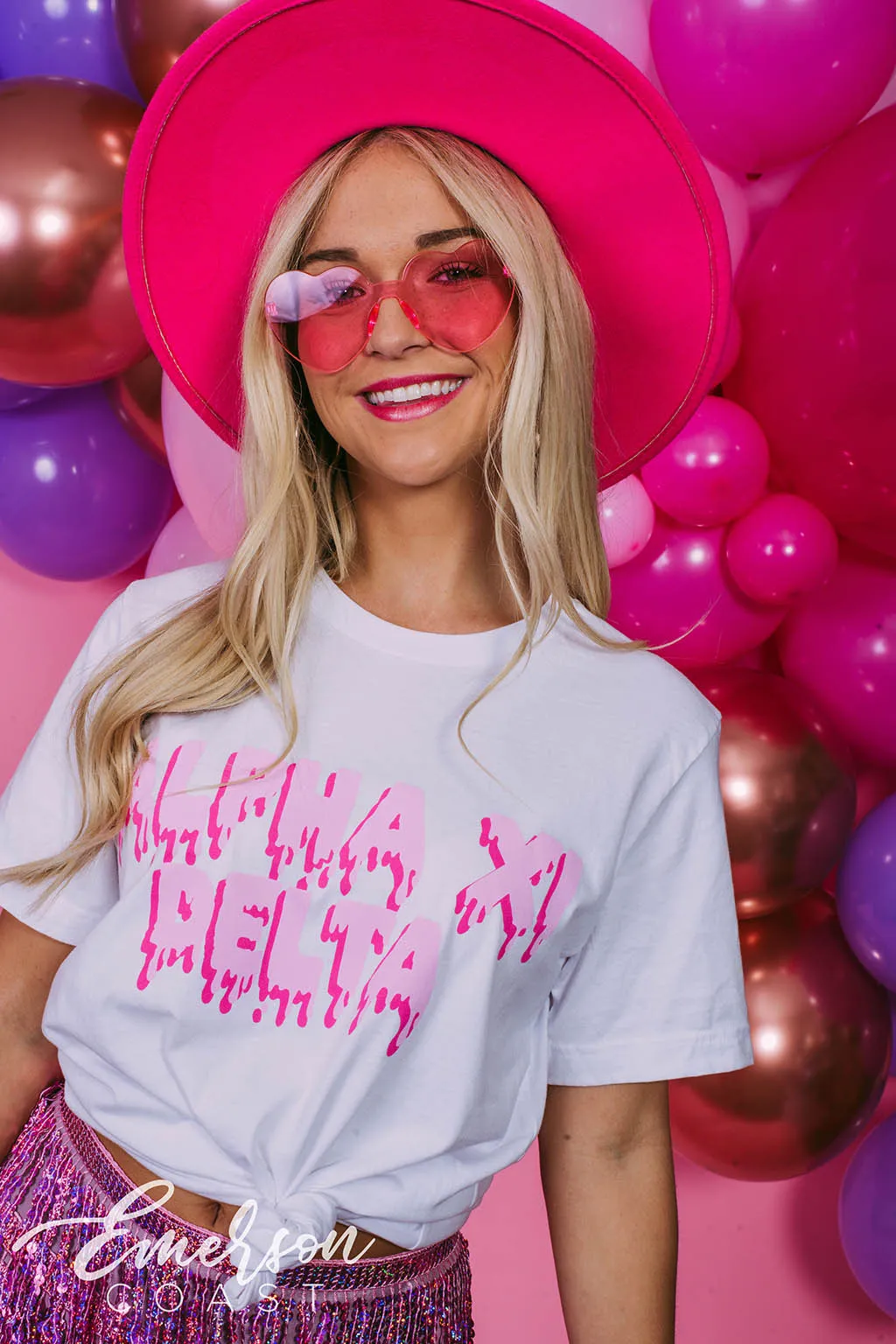 Alpha Xi Delta Dripping Pink Bid Day Tee