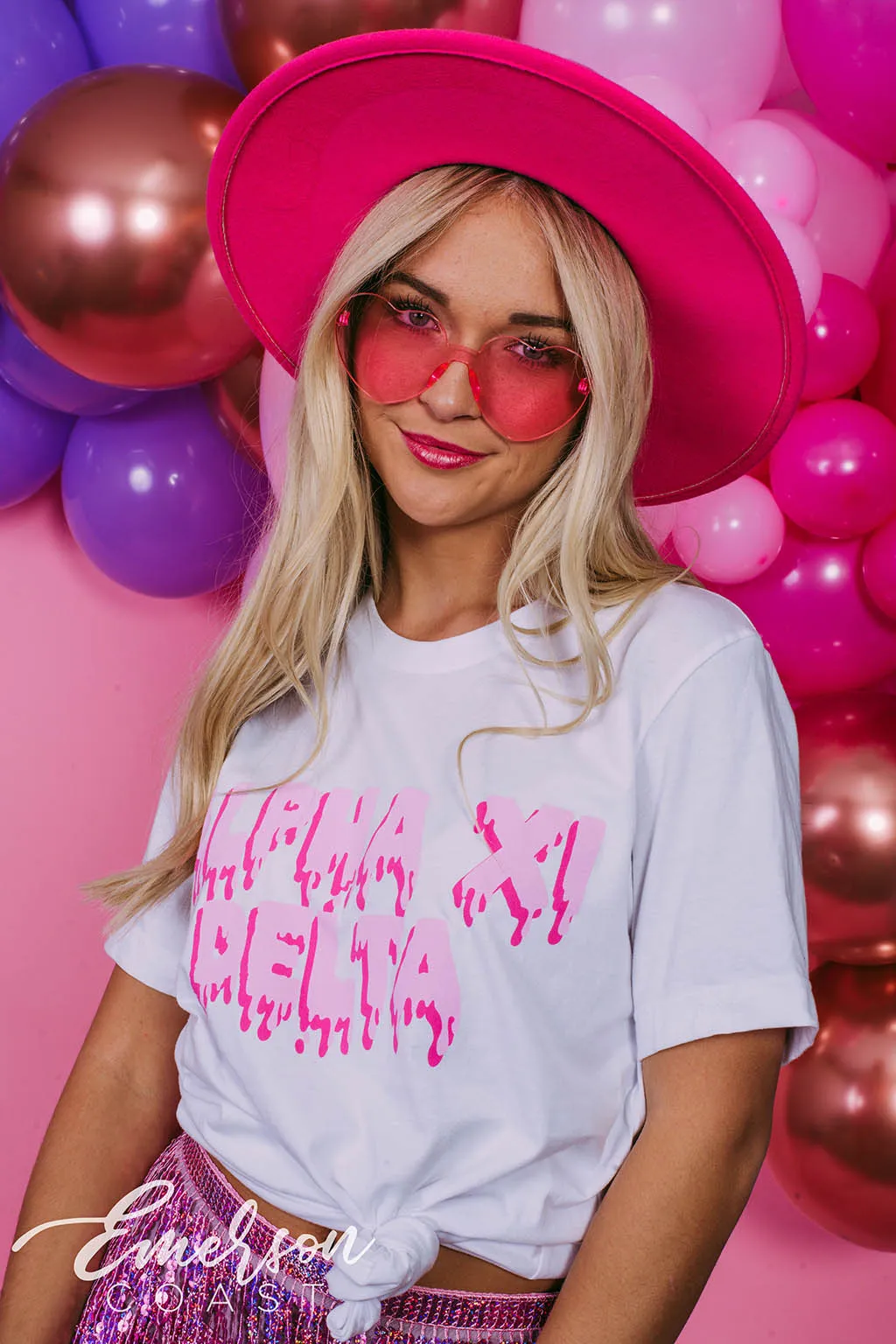 Alpha Xi Delta Dripping Pink Bid Day Tee