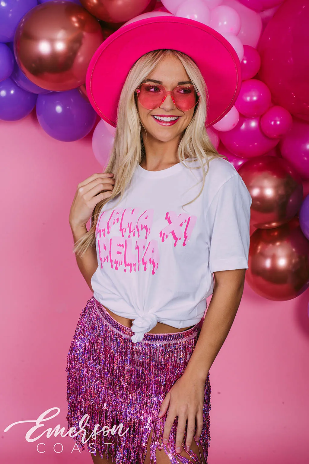 Alpha Xi Delta Dripping Pink Bid Day Tee