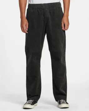 Americana Elastic Waist Cord Pants - Pirate Black