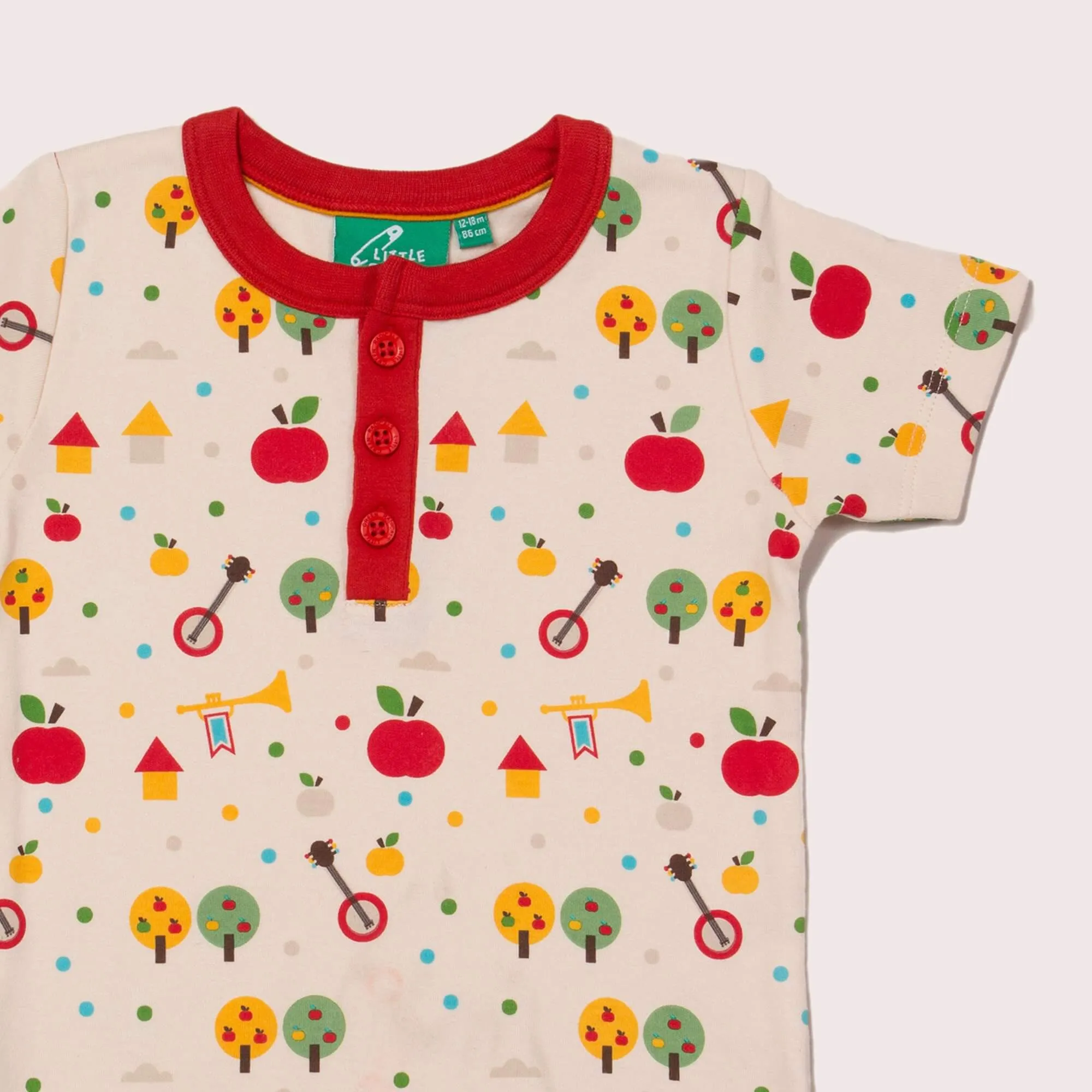 Apple Trees Short Sleeve Henley Top