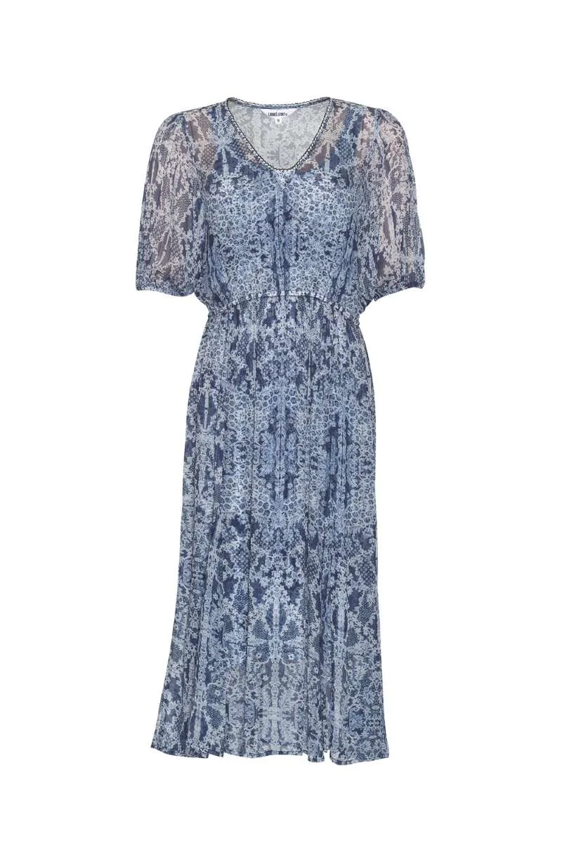 Arezzo Midi Dress in Indigo Multi LS2758 by Loobie's Story