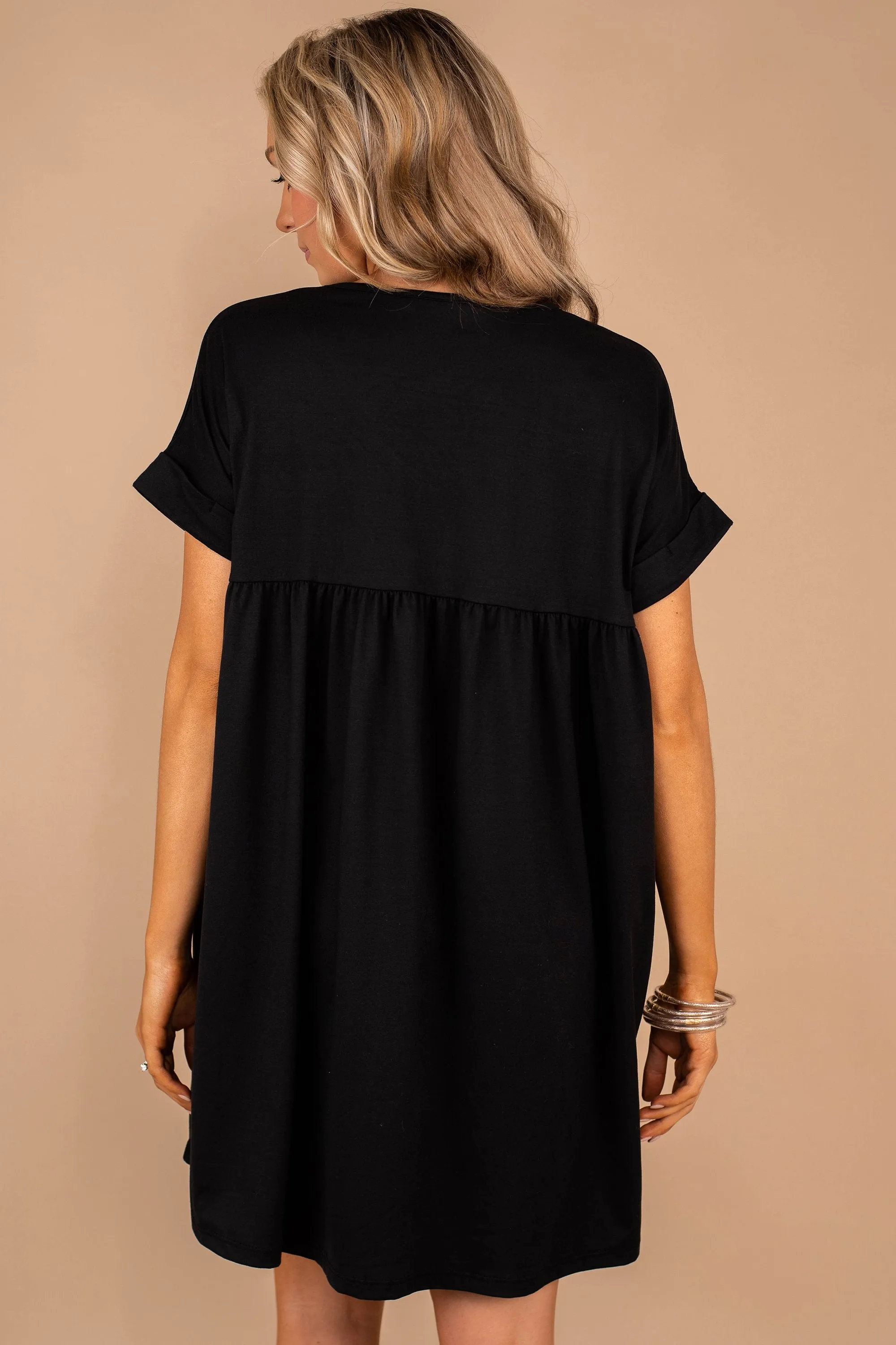 At Peace Black Babydoll Dress