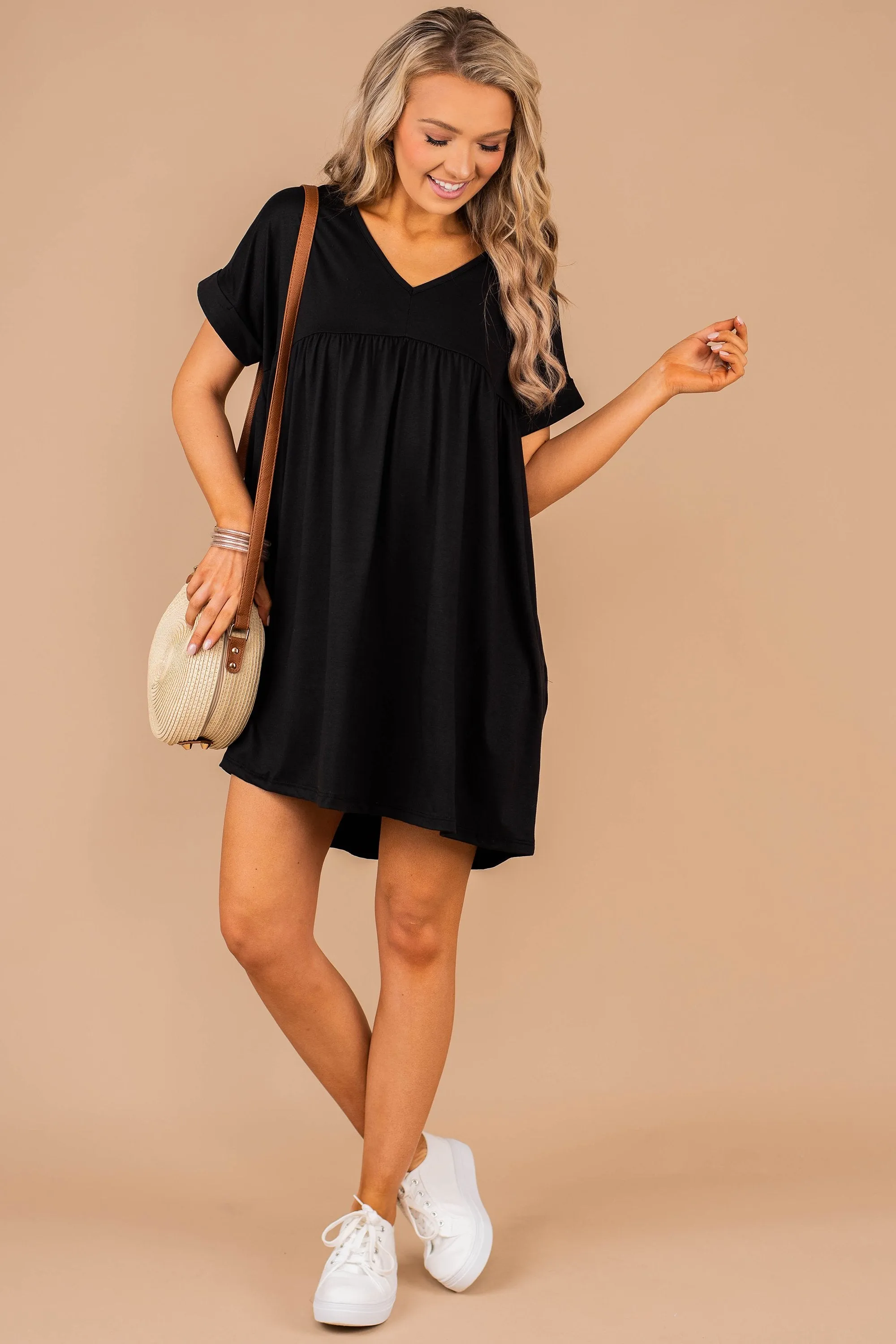 At Peace Black Babydoll Dress