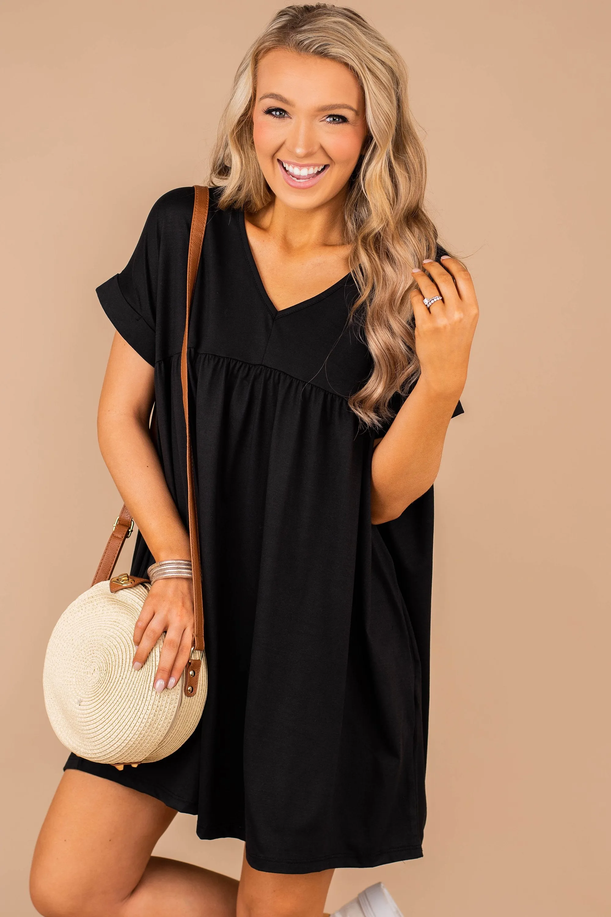 At Peace Black Babydoll Dress