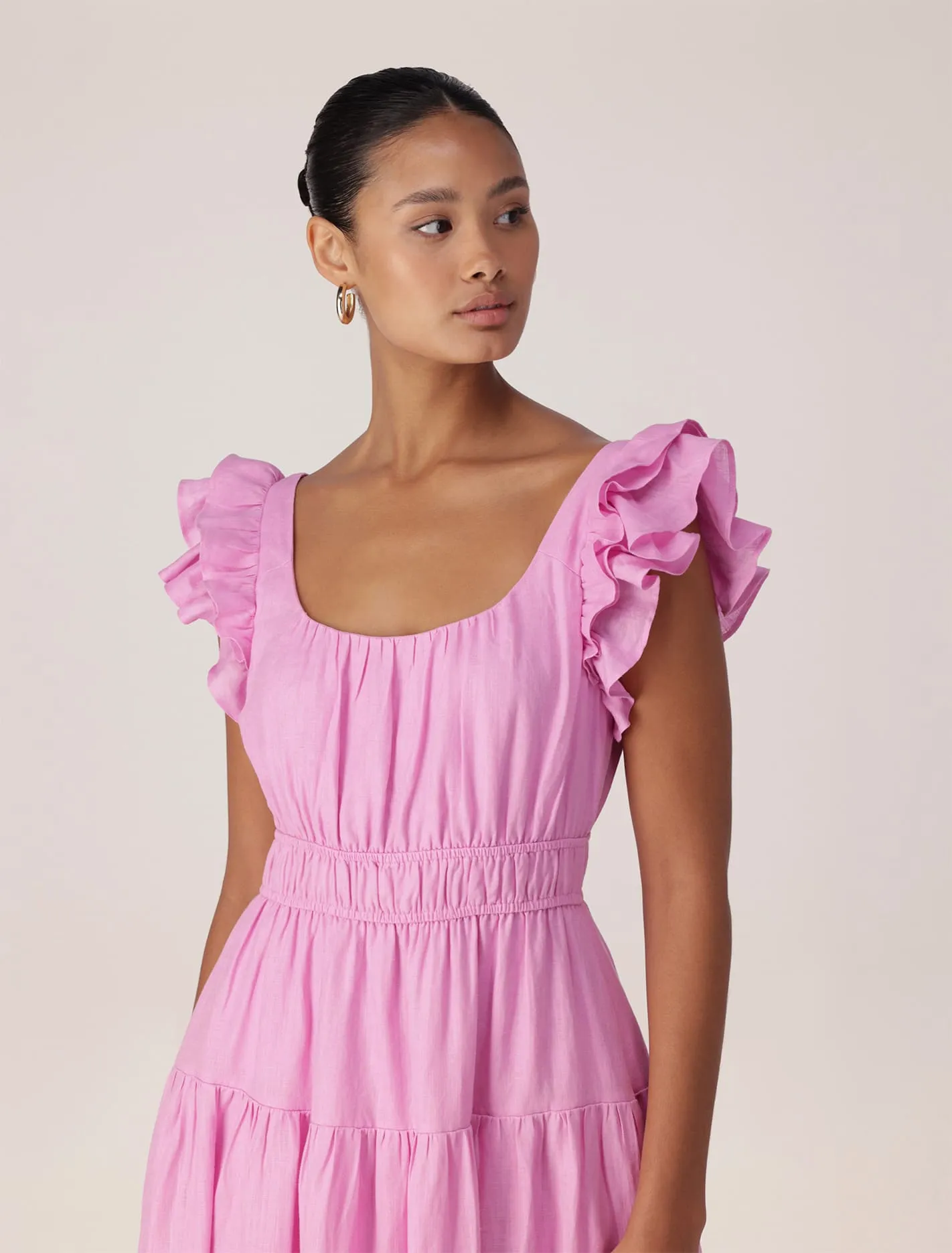 Athena Ruffle Midi Dress