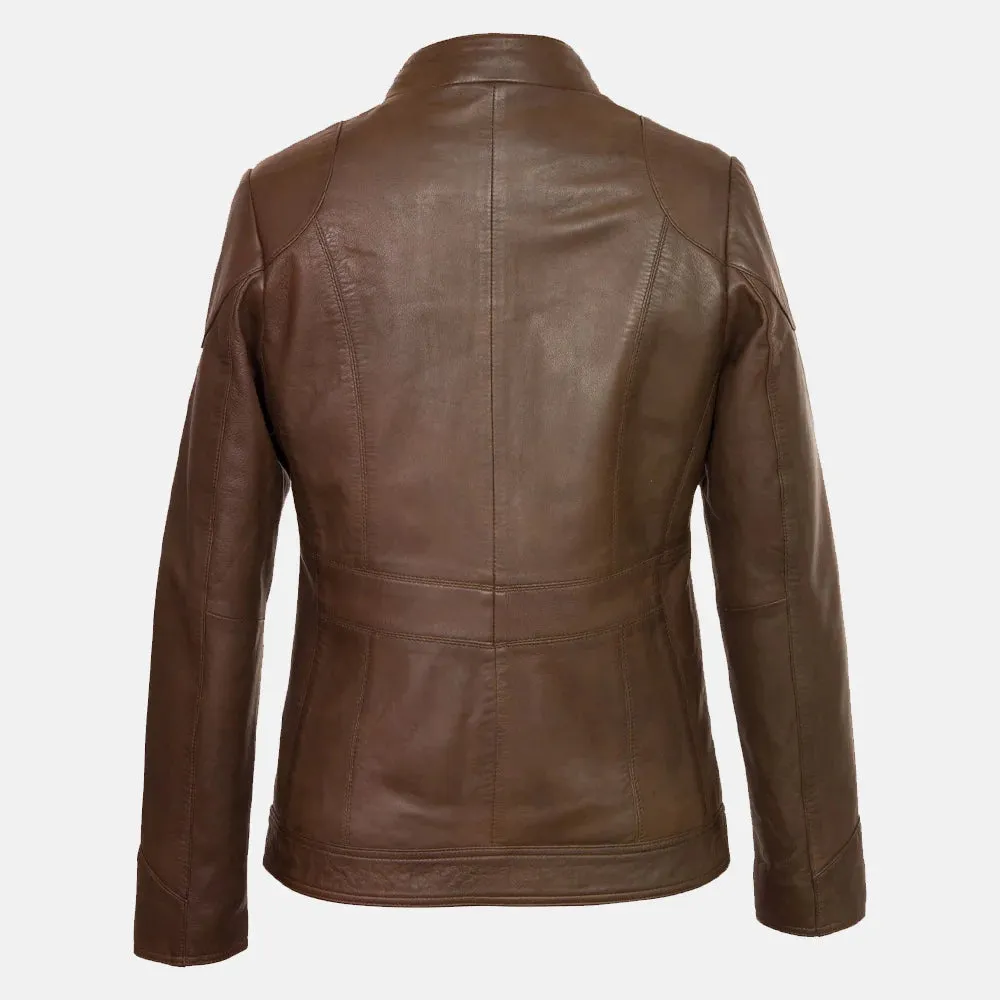 Avalanche Women Hooded Leather Jacket