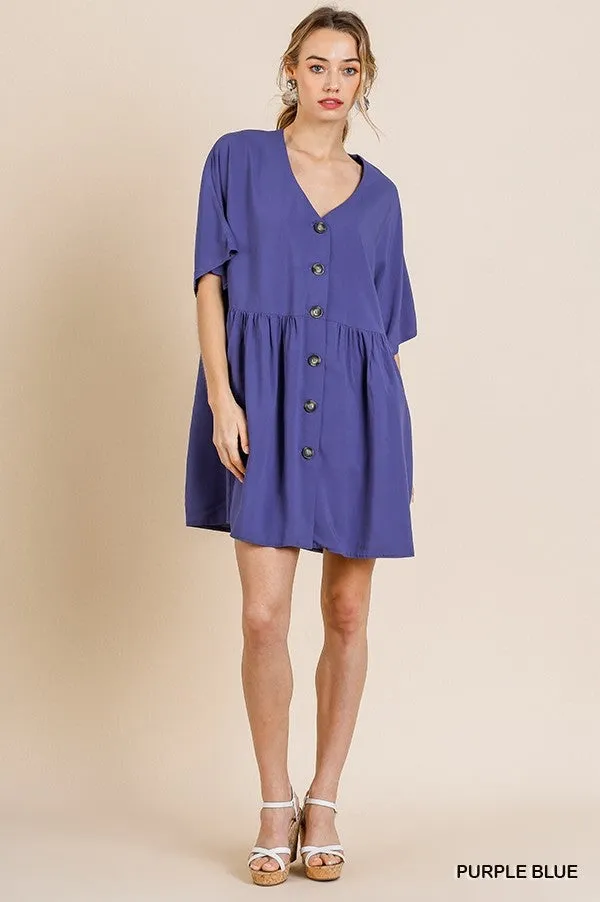 Babydoll Pocket Dress, Purple Blue