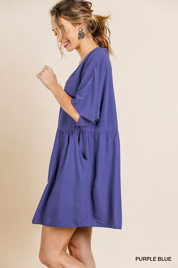 Babydoll Pocket Dress, Purple Blue