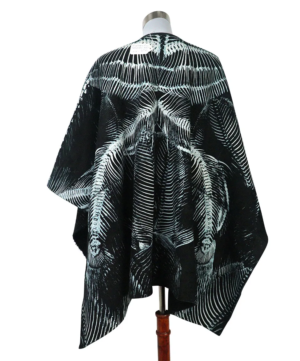 Barbara Bui Black & Blue Print Shearling Poncho