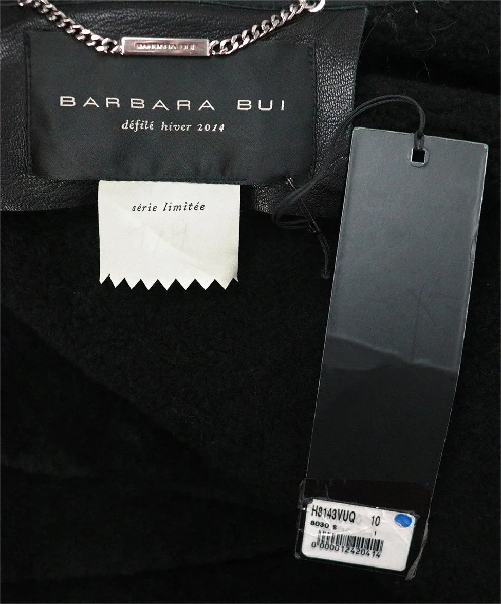 Barbara Bui Black & Blue Print Shearling Poncho