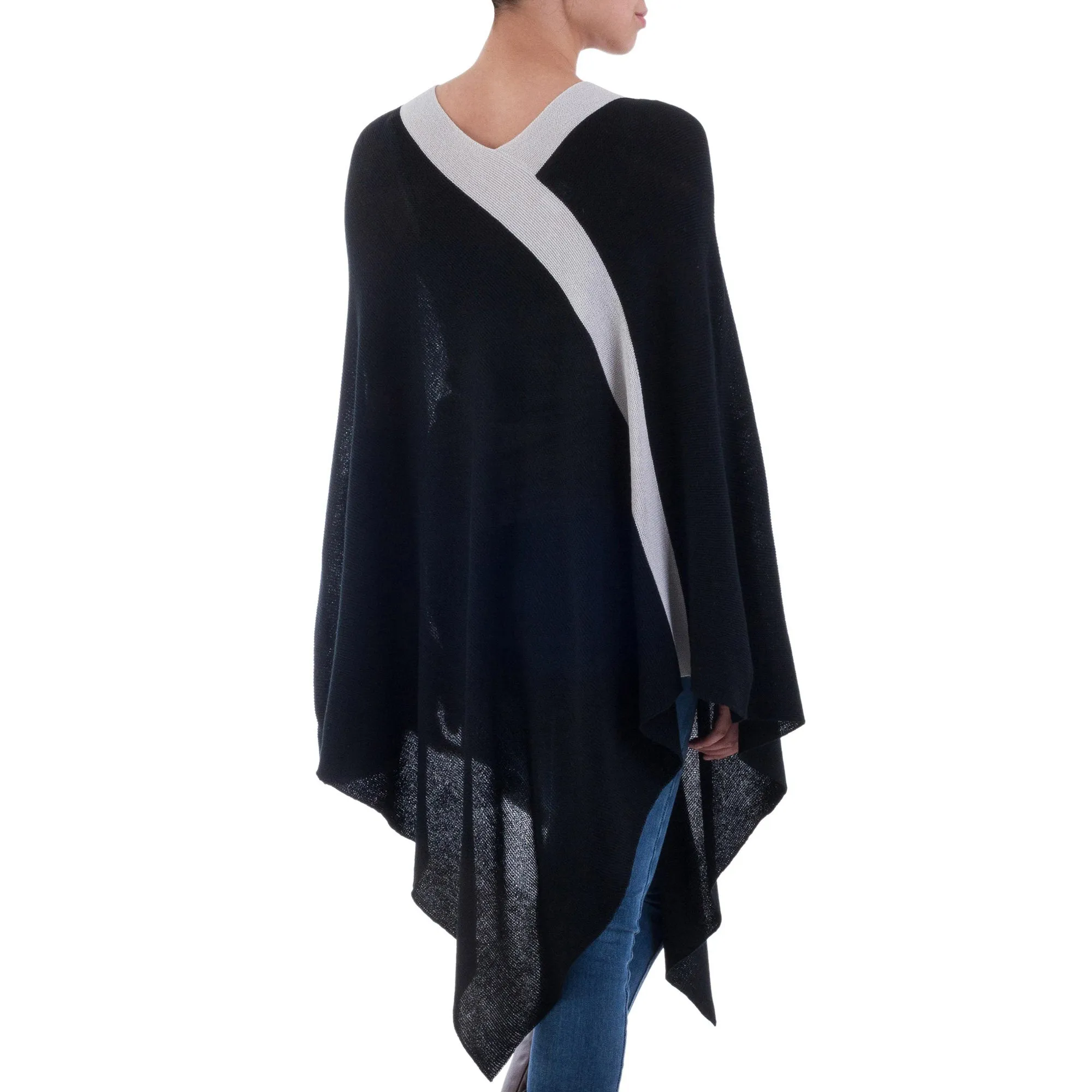 Beam of Light Knit Bohemian Drape Poncho