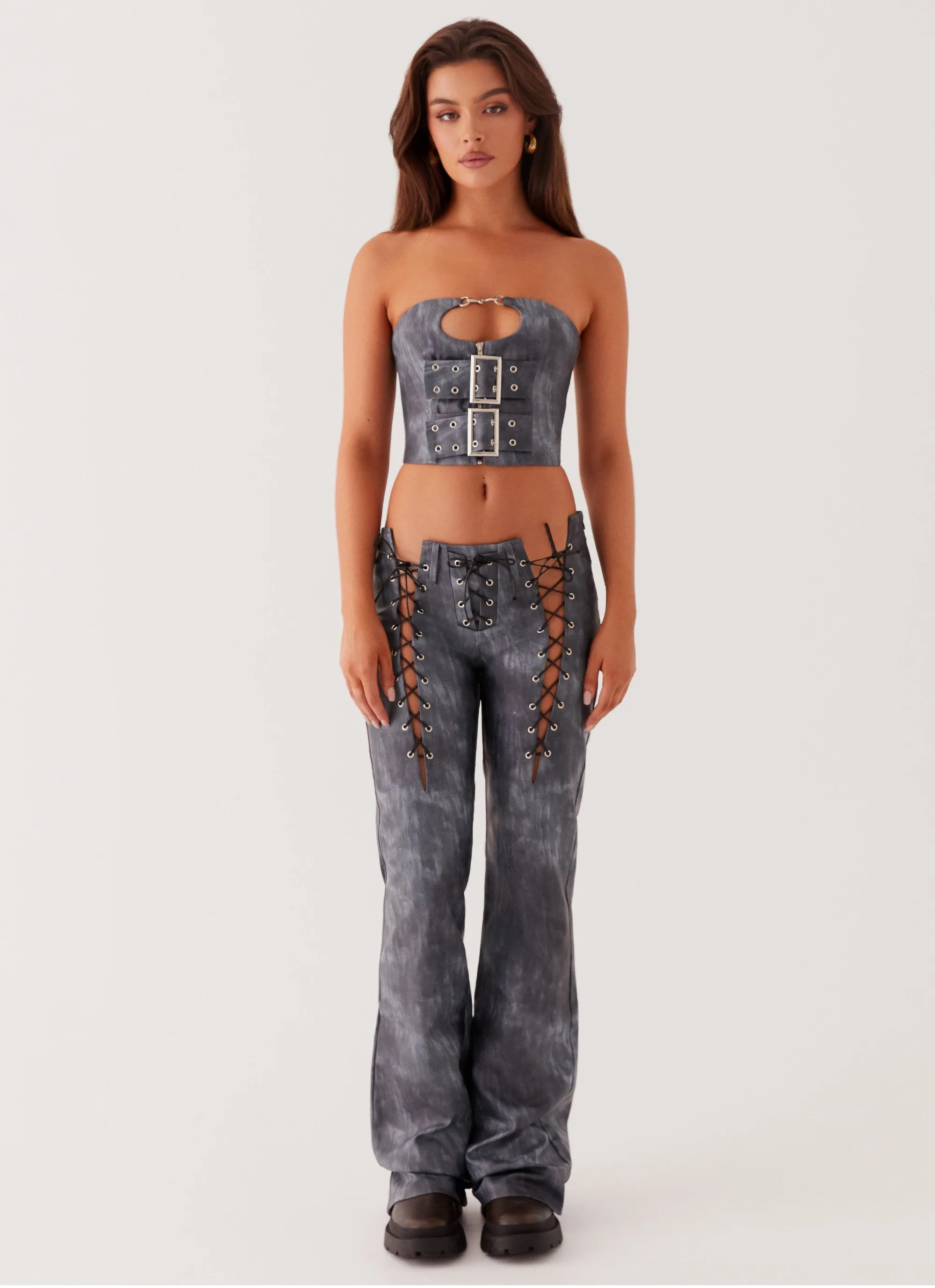 Better When I'm Dancing Lace Up Pants - Graphite