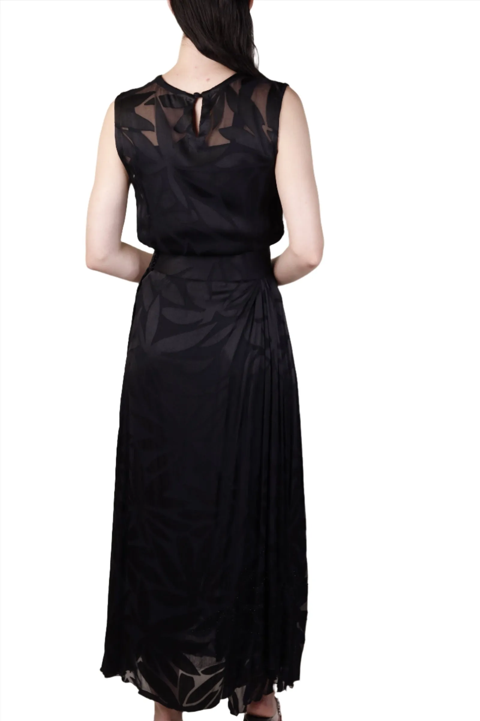 Black Silk Beaded Evening Dress 1930s