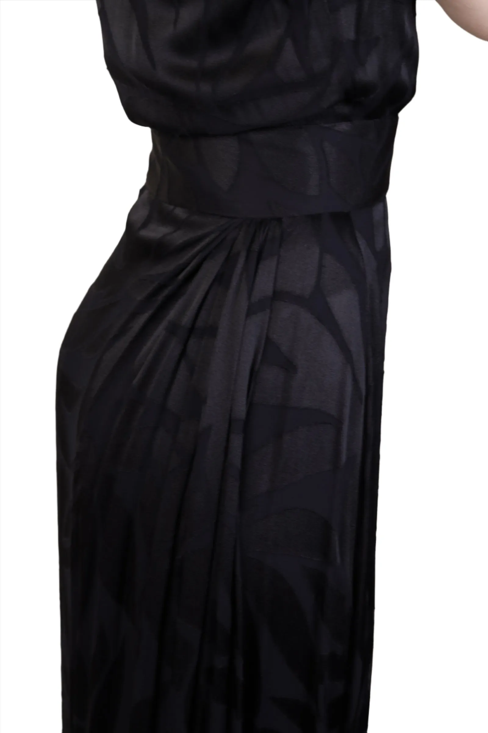 Black Silk Beaded Evening Dress 1930s