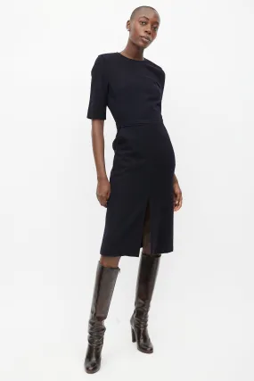 Black Wool Midi Dress