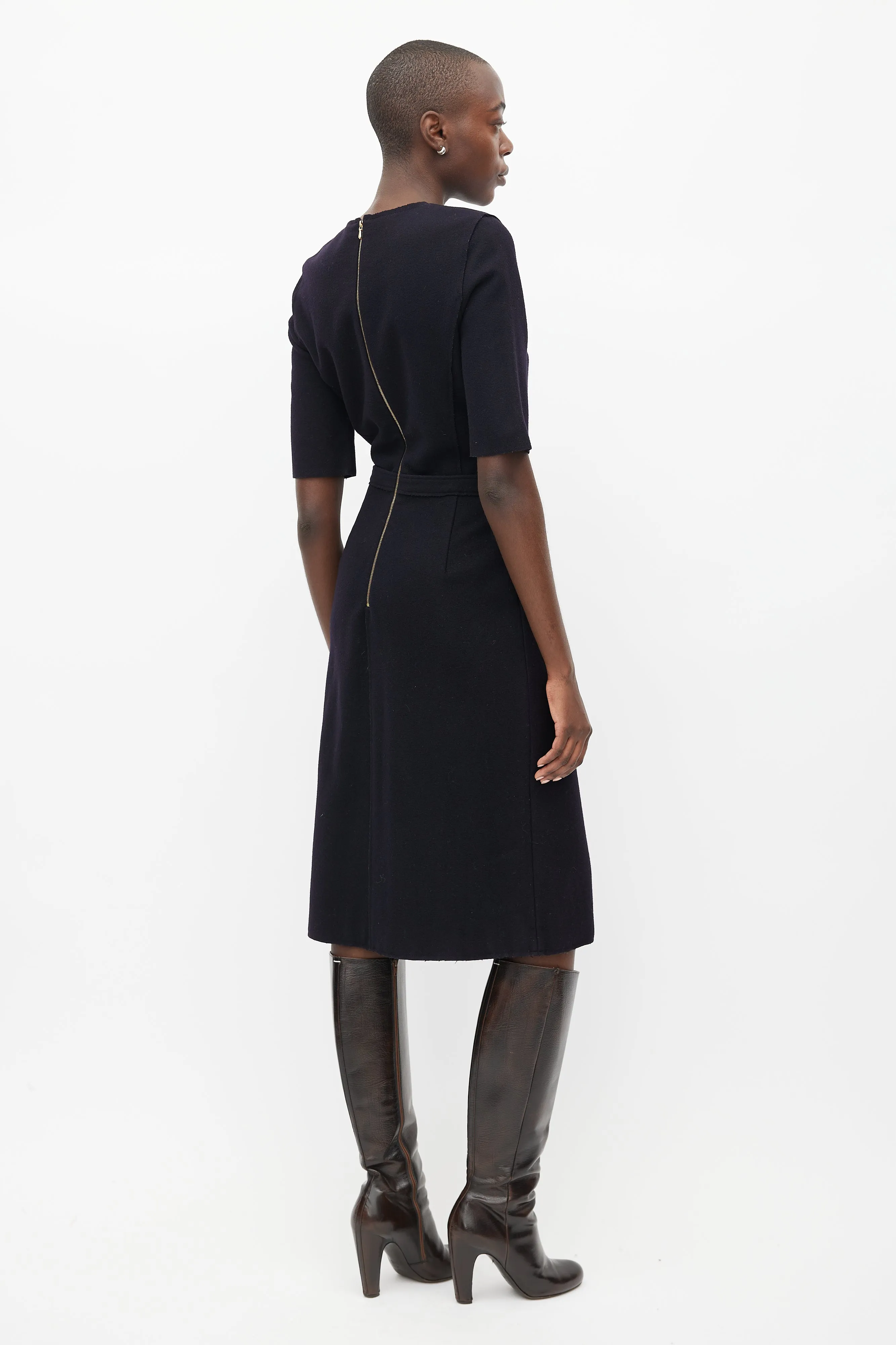 Black Wool Midi Dress