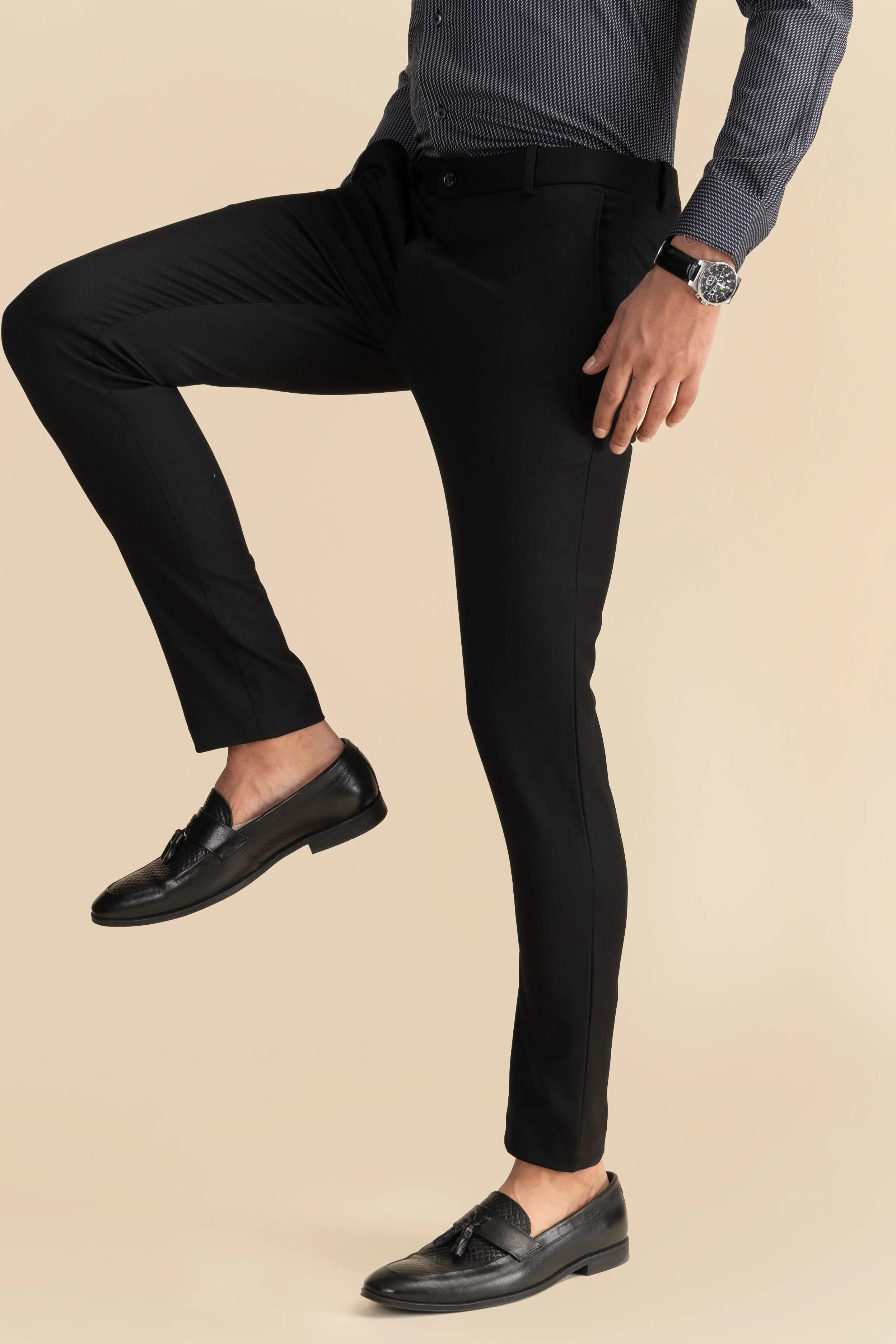 Black Zipper Formal Trousers