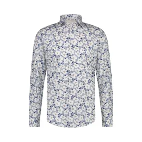 BLUE INDUSTRY Flower Stripe Shirt Blue