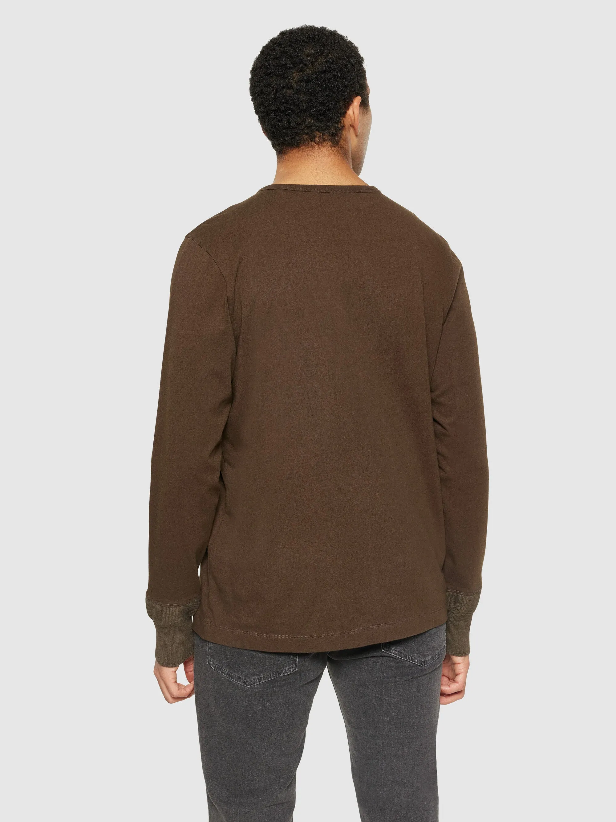 BO long sleeve henley - Regenerative Organic Certified™ - GOTS/Vegan - Demitasse (brown)