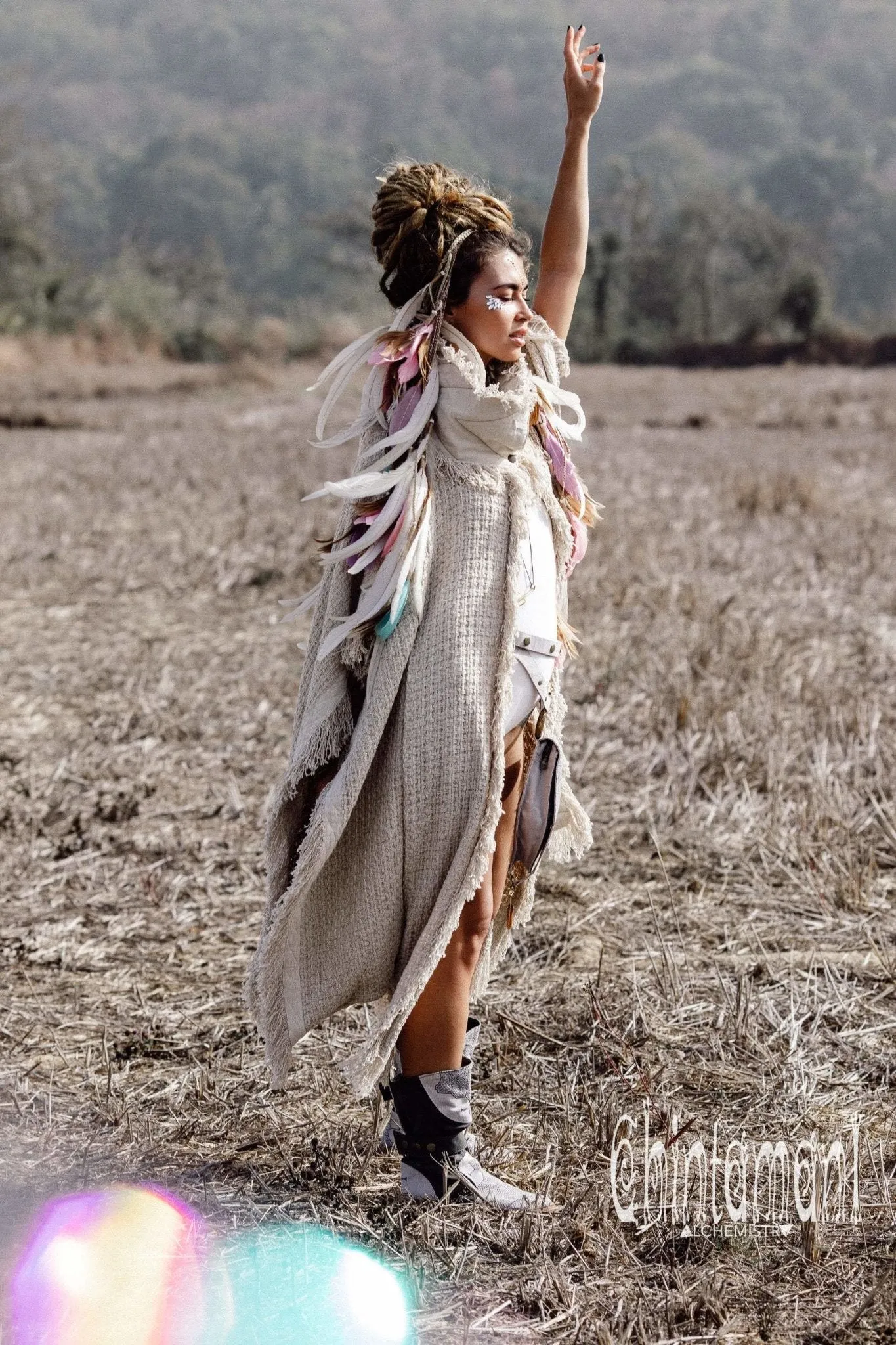 Bohemian Poncho Coat for Women / Freaky Kaftan Jacket / Off White