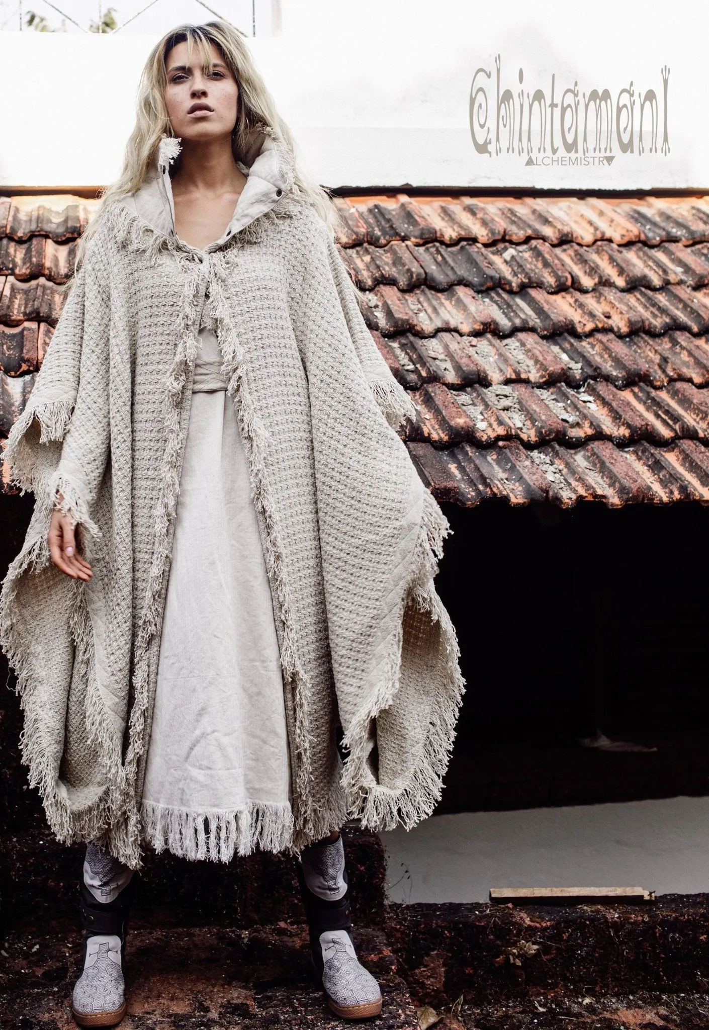 Bohemian Poncho Coat for Women / Freaky Kaftan Jacket / Off White