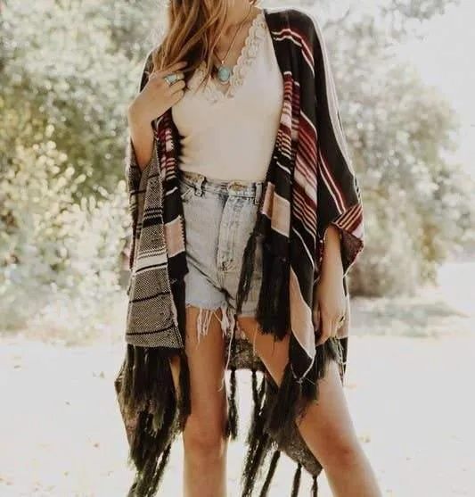 Bohemian Skull Kimono Poncho