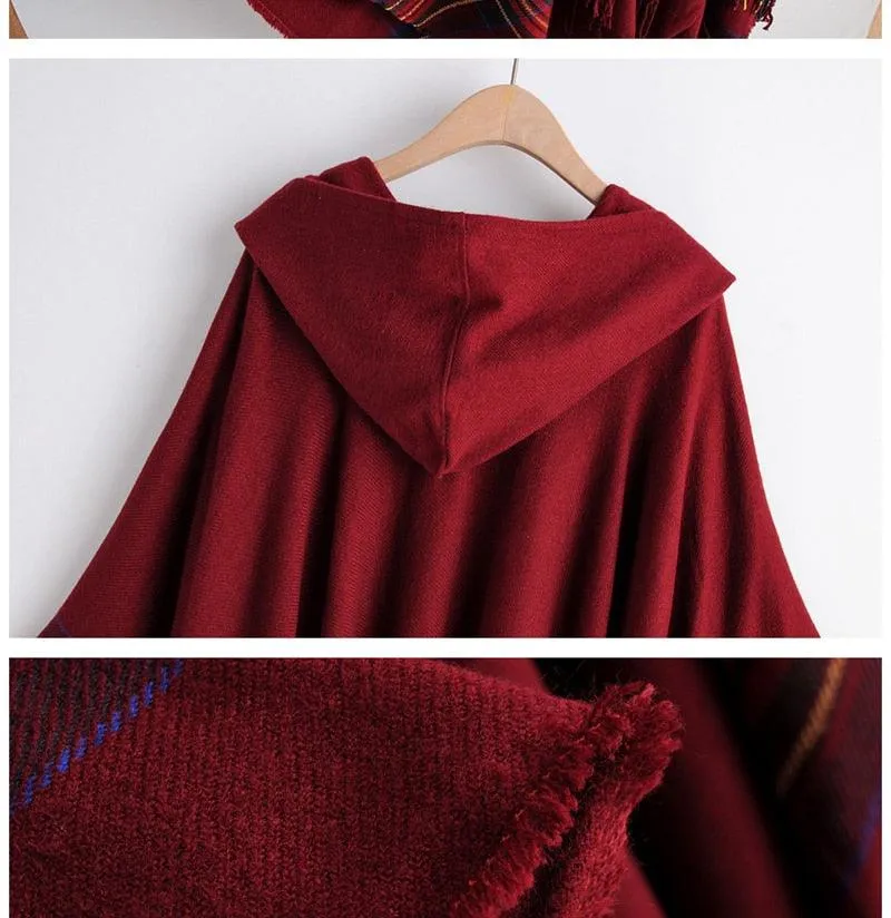 Boho Hooded Shawl Poncho