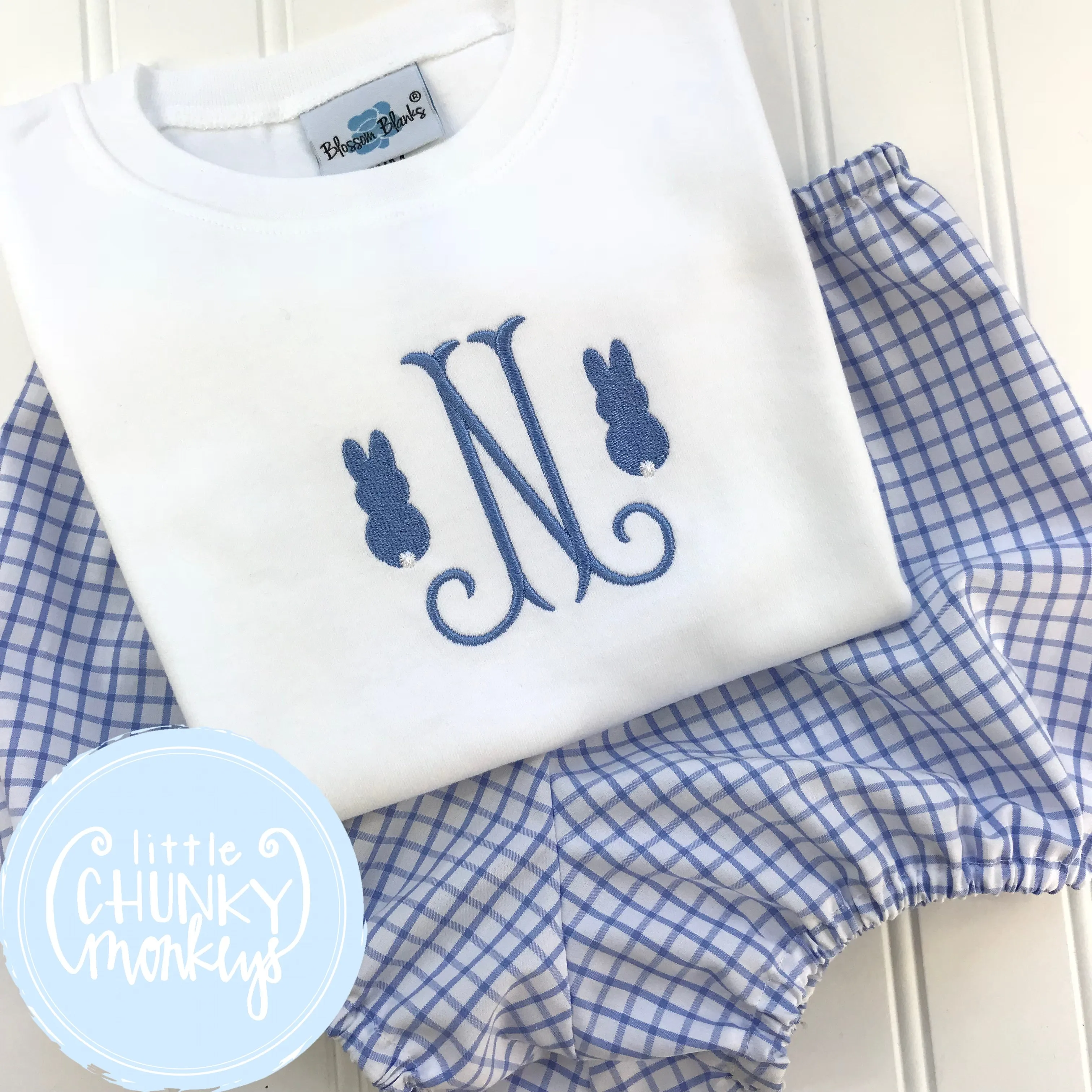 Boy Shirt - Initial with Mini Bunny