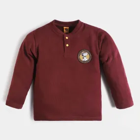 Boys Jersey F/S Henley Snoopy-MAROON