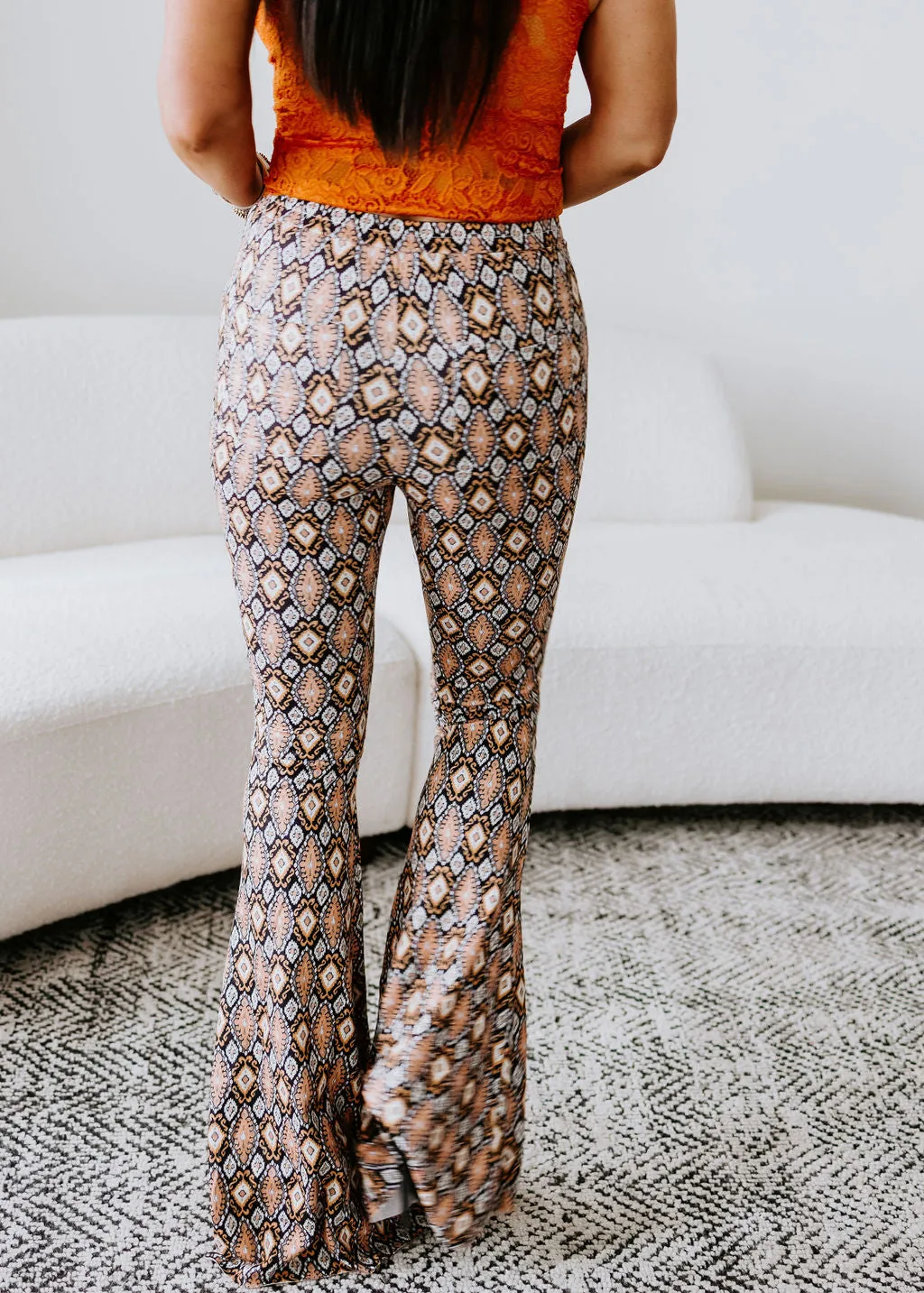 Cadie Printed Bell Bottom Leggings