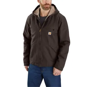 Carhartt Men's Relaxed Fit Washed Duck Sherpa Lined Jacket - Dark Brown