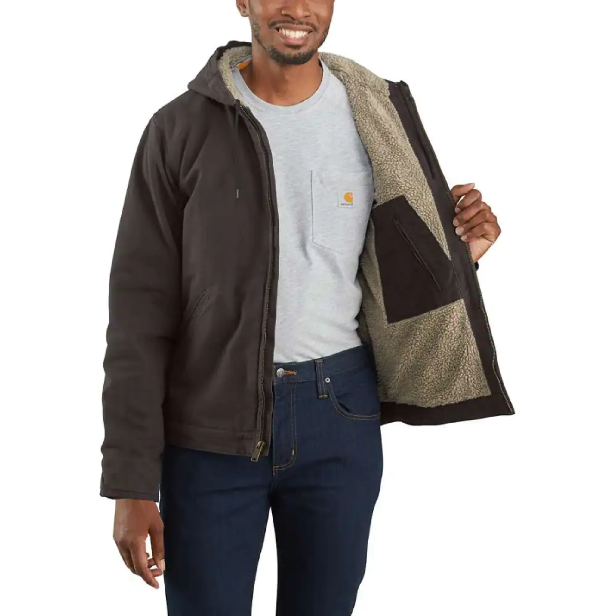 CARHARTT MEN'S WASHED DUCK SHERPA JACKET - 104392