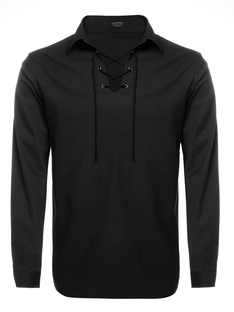 Casual Lace Up Henley Shirt (US Only)